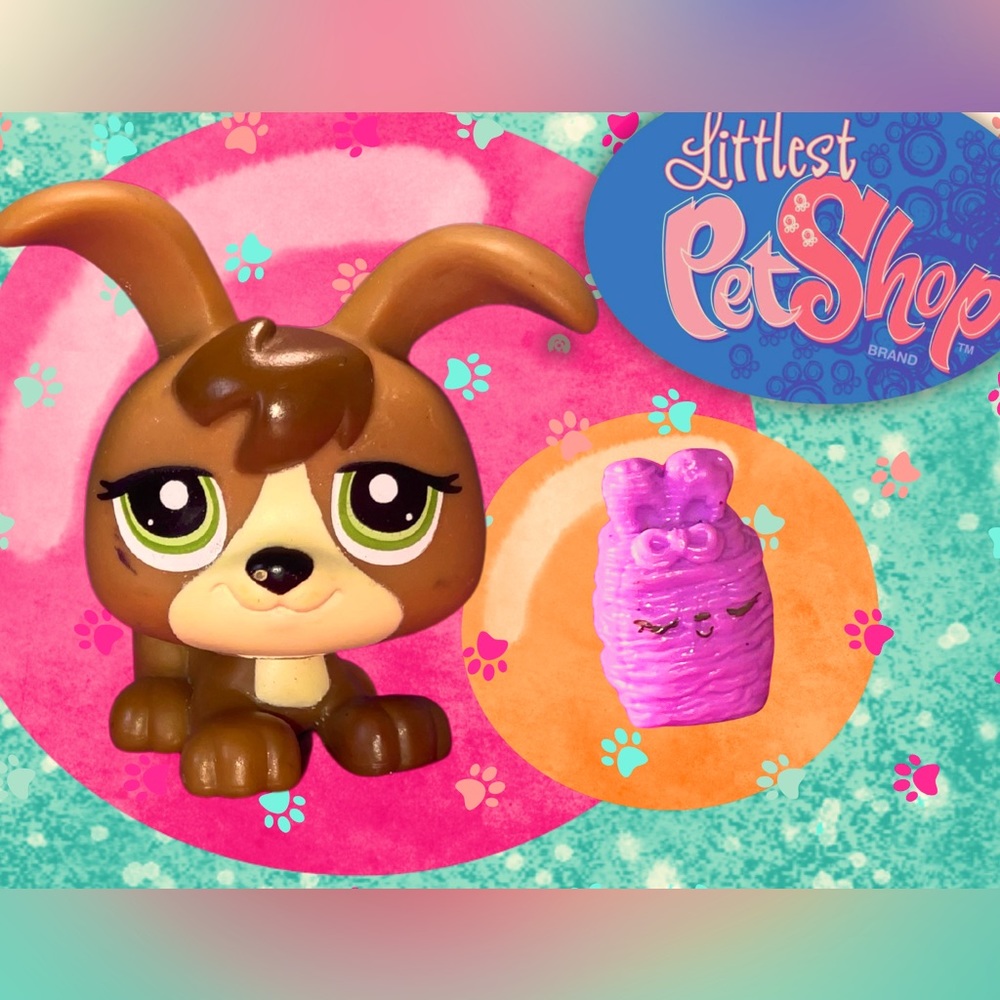 Littlest pet shop LPS pup and little purple pet accessory
